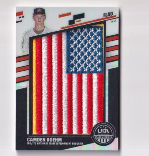 Camden Boehm 2026 PANINI STARS & STRIPES PRIZM BASEBALL USA FLAG PATCH #1/3 USA