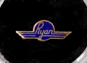 Rare RYAN AERONAUTICAL CO WORKER WINGS PIN; Lindbergh Aircraft Maker; San Diego