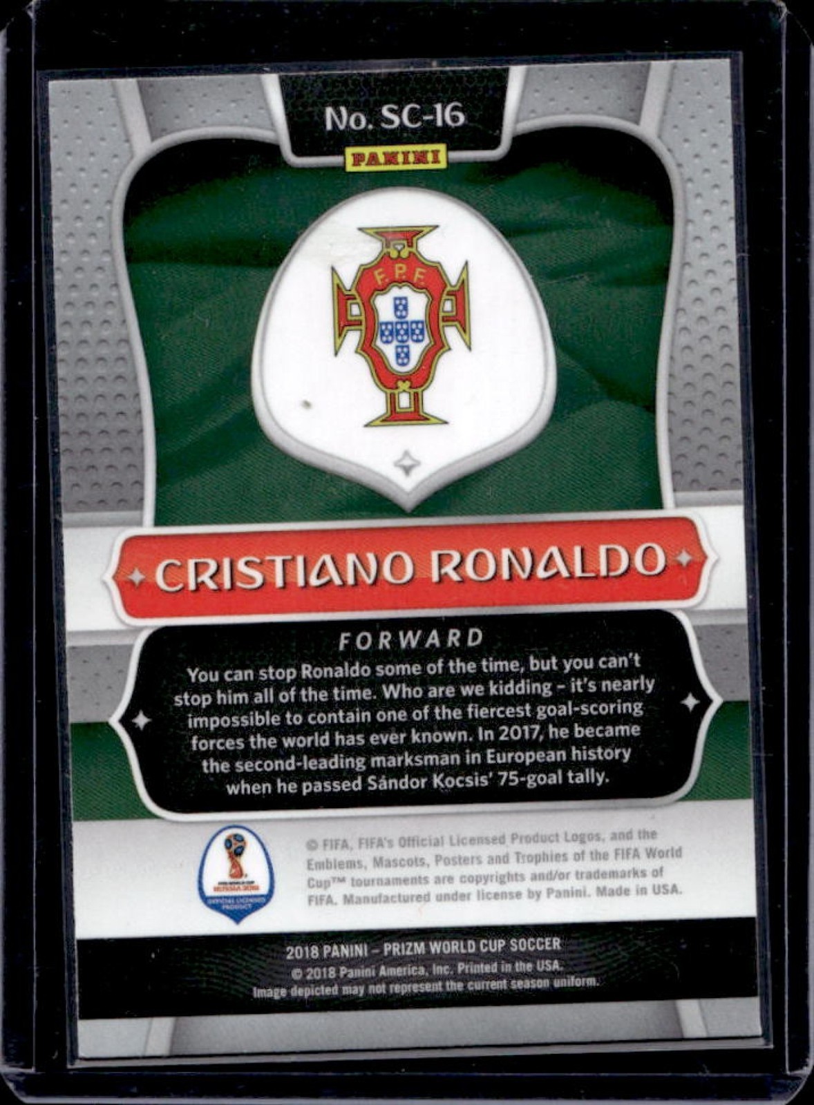 2018 Panini Prizm World Cup Cristiano Ronaldo Scorers Club #SC-16 Portugal view 2