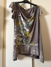 Rocha John Rocha (Debenhams) Taupe Tunic Top with Cowl Neck Size 16