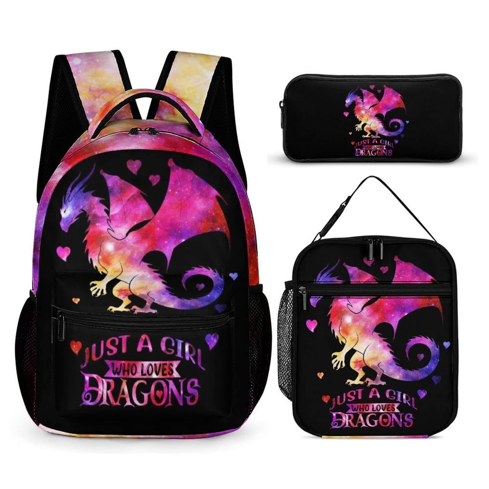 & Pencil Case, 16 Inch Cute Dragon Bookbag For...