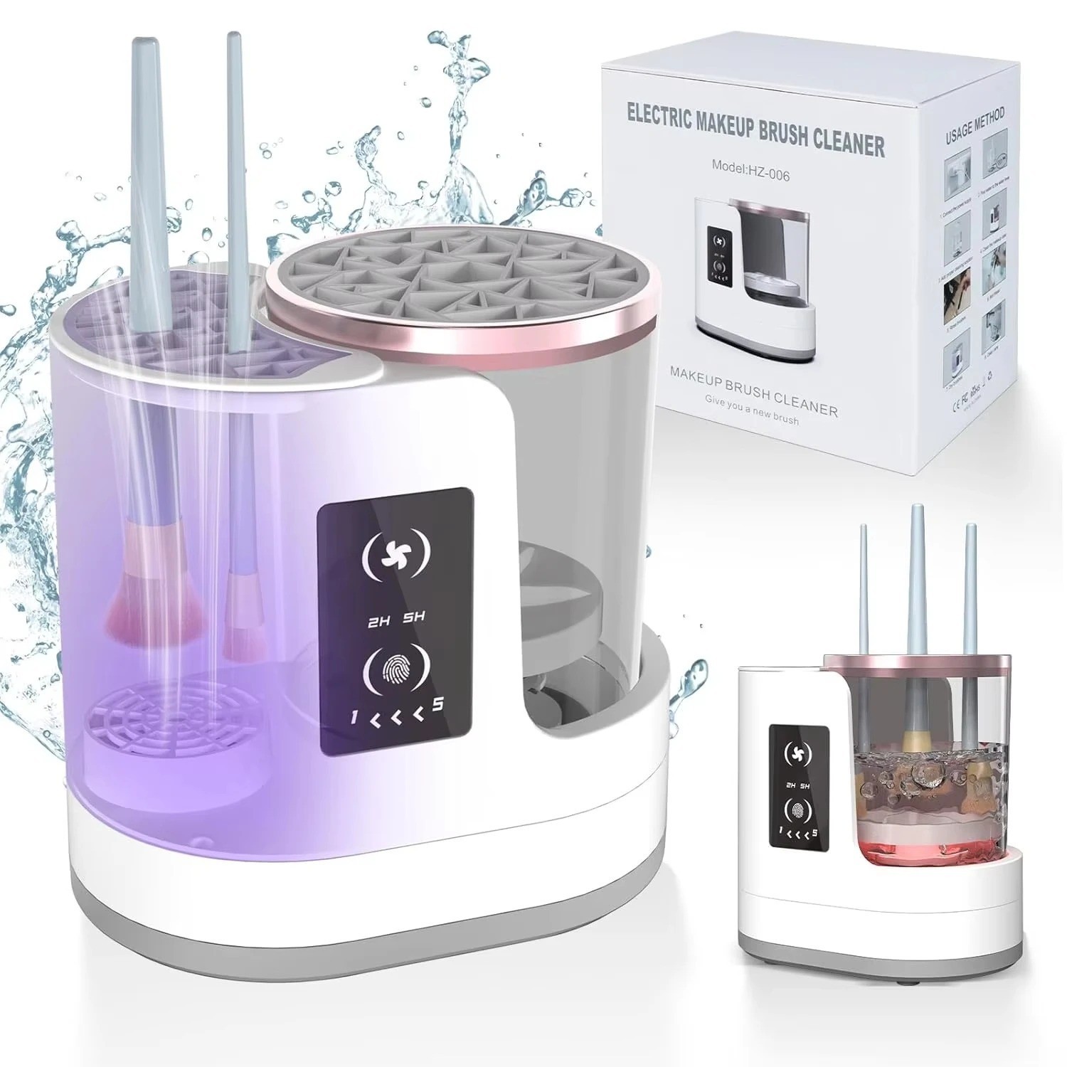 Macchina Pulizia Pennelli Trucco Automatica USB 3-in-1 Tech-Beauty
