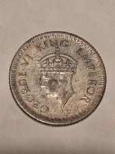 India 1/4 Rupee coin, 1943, George VI