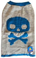 NWT Top Paw Grey Blue Skull Dog Sweater Pullover XXL