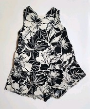 Gap Kids Linen Blend Tank  Shorts Set Youth Size 5 Black White Floral Summer