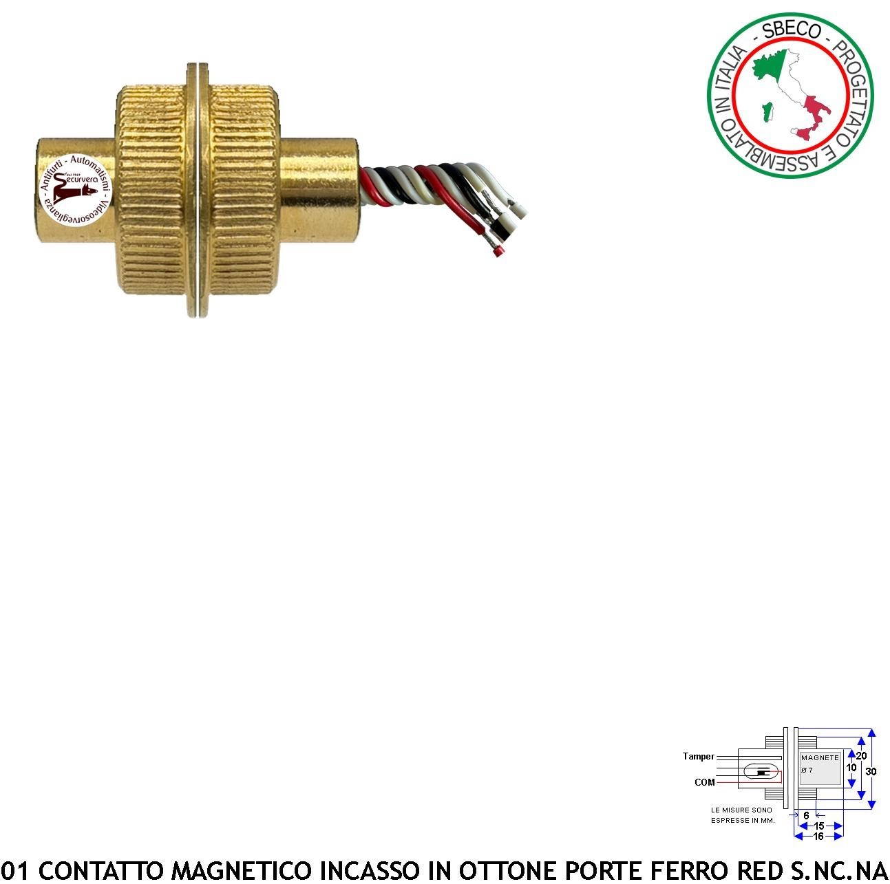 Rilevatore Posizione Porta Contatto Magnetico Ottone Incasso Antifurto Cancello