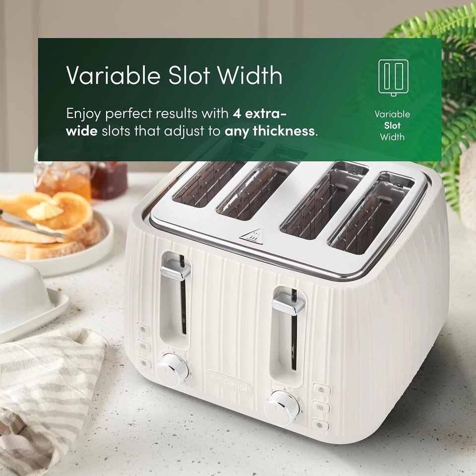 Emperial Flow 4 Slice Toaster, Wide Slots, High Lift Lever, 1600W Power - Image 2 of 4