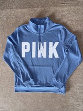 PINK Victoria's Secret Light Blue Half-Zip Sweatshirt Pullover Size M