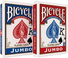 Bicycle Jumbo Index Playing Cards , 2 Pack Large Print Poker Size Deck of Cards