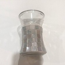     Iridescent Silver  Grey Mosaic Glass Toothbrush Holder