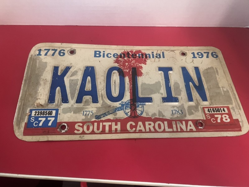 1976 - 1979 SOUTH CAROLINA, SC, BICENTENNIAL License Plate  vanity plate KAOLIN.