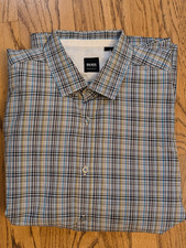 Boss Hugo Boss Shirt Men's XL Blue Regular Fit Button Down Plaid Casual Cotton