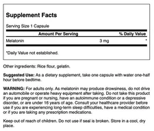 Swanson Melatonin 3 mg 60 Capsules