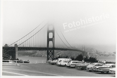 Photo Golden Gate Bridge Cars Vintage California USA 1960s San Francisco