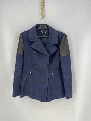 Karen Millen Women's Double Breasted Navy Pea Coat Size UK 12 