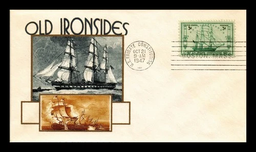 US COVER FRIGATE CONSTITUTION OLD IRONSIDES FDC SCOTT 951 PASTED ON CACHET