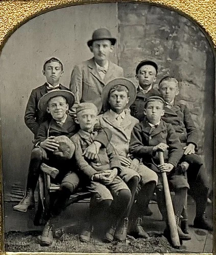 1/6 Plate Tintype - Boys!!! - Desirable Thermoplastic Union Case