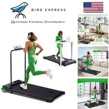 Portable Folding Walking Pad Treadmill with Handle Bar and Incline Compact Gift