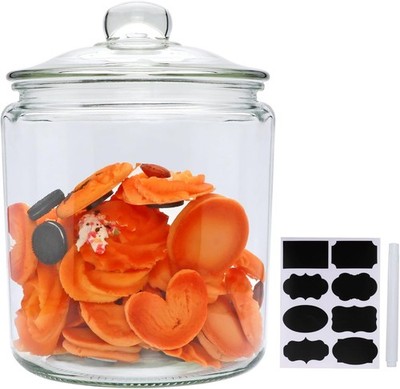 1 Gallon Glass Canister, Cookie Jar & Candy Jar with Airtight Lid, Large Food  