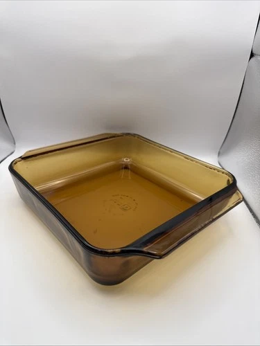 Anchor Hocking #435 Amber 8"x8"x2" Square 1.5 QT Baking/Brownie Dish USA Vintage