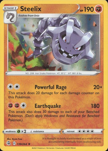 Steelix 139/264 RARE Holo Fusion Strike Pokemon Lightly Played