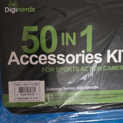 DigiNerds 50-in-1 Sports Action Camera Accessory Kit Universal Black Rugged