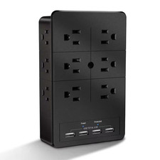 12-Outlet 4-Ports Surge Protector with Wide AC Outlets and USB Charging Blocks W