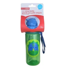 Skip Hop Zoo Straw Water Bottle Dino BPA-Free NIP Holds 13 oz; For 12 mo+
