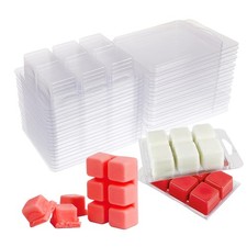 100 Pack Wax Melt Containers Molds 6 Cavity Plastic Wax Melt Cube Clear Empty