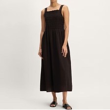 NEW Everlane Midi Smock Dress Black XS Sustainable