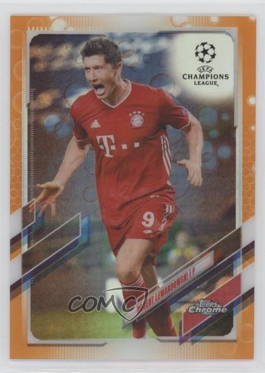 2020-21 Topps Chrome UCL Orange Bubbles Refractor Robert Lewandowski #50 04ae