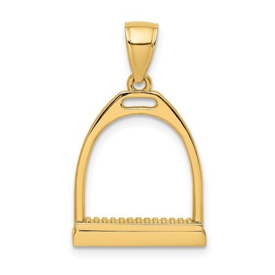 14k Gelbgold 3-D und poliert großes Pferd Steigbügel Charm Anhänger für Mama