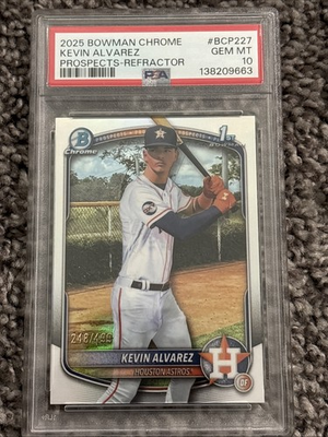 #ad #ad 2025 Bowman Chrome 1st Prospects Kevin Alvarez Refractor 499 #BCP 227 PSA 10 $110.00