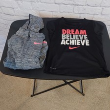 Nike Girls Size 6 Dri Fit Zip Up Jacket With T Shirt