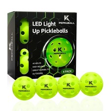 Glow in The Dark Pickleball Balls 4 Pack - x40 Hole LED Night Pickleballs for...