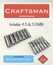 Craftsman 14 Drive 13pc 6 Pt. Metric Socket Deep Set Includes 4.5 5.5 Mm