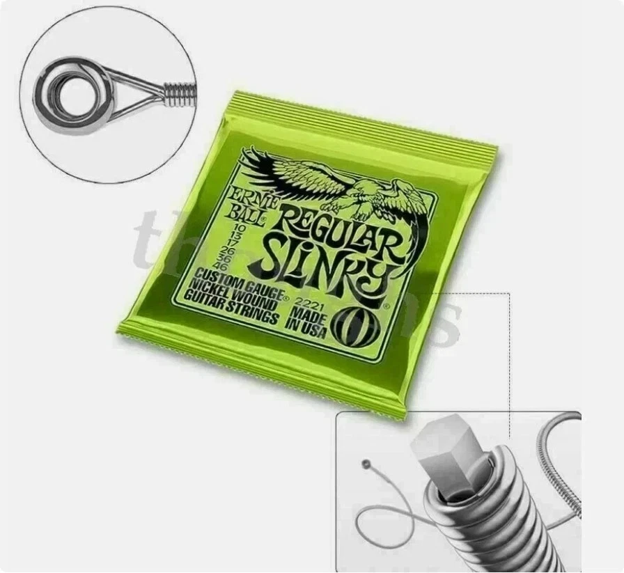 Paquete de 3 cuerdas para guitarra eléctrica Ernie Ball regulares Slinky Nickel Wound 2221 10-46.
