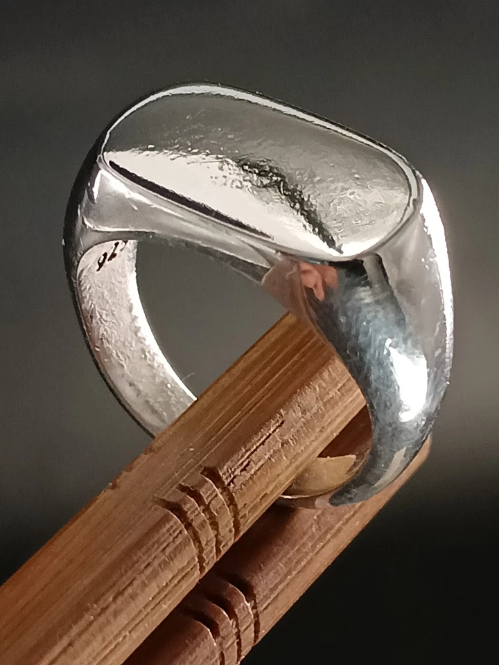 Anillo de sello grueso modernista vintage de plata pesada talla M `10 g Foto 3 de 4