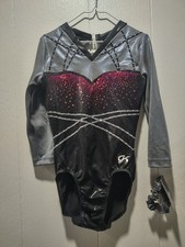 NWT GK Gymnastics Leotard 3/4 Long Sleeve Back Says GSE Size AM