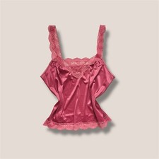      Vintage 90s Warners rose pink lace satin cami Size Medium