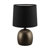 Tischleuchte Schwarz Keramikfuß E14 25,5 Cm Hoch Nachttisch Wohnzimmer Lampe