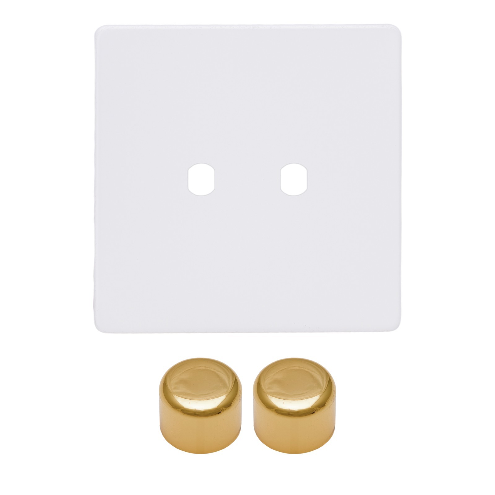 Varilight WDY2VS.PD Screwless Primed Matrix 2 Gang Dimmer Kit inc Brass Knobs
