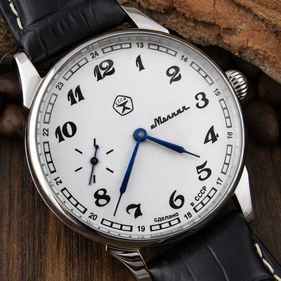 Molnija Vintage Soviet Watch Mechanical Manual Wind Blue Hands