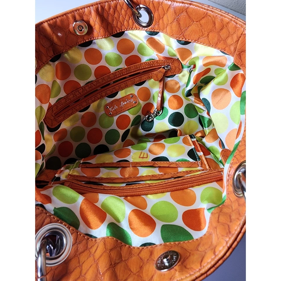 Bolso de Mano KATE LANDRY Naranja Texturizado Imitación Cuero Lunares Interior Foto 4 de 4