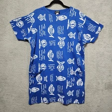 Vintage Jim Bay Original Dress XL Blue Paradise Bay Hawaii Fish Cover Up S-XL