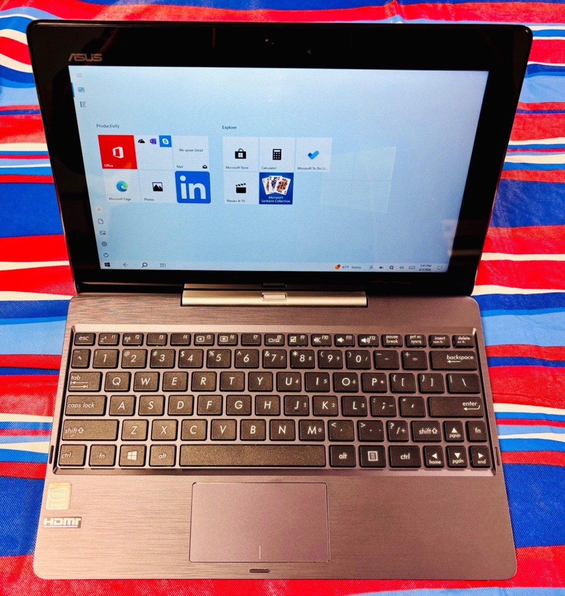 Windows10インチタブレット ASUS T-100TAM【Office2016】Z3775-1.46GHz 64GB＋320GB 2GB ASUS Transformer Book T100TAM, Intel Z3775 @1.46GHz, 2GB–RAM, 64GB