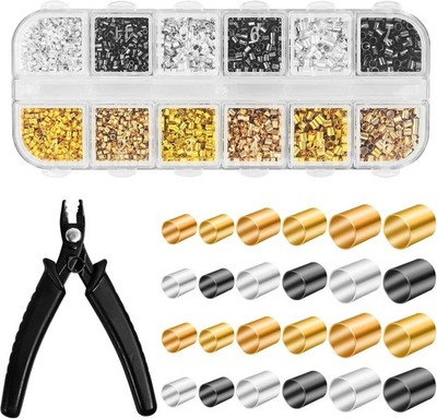 2200 Pieces Crimp Beads for Jewelry Making - 3 Sizes & 4 Colors - Beads for Brac