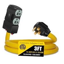 50 Amp to 20 Amp 110V RV Distribution Adapter, NEMA 14-50P to 4 X 5-20R/15R 3FT
