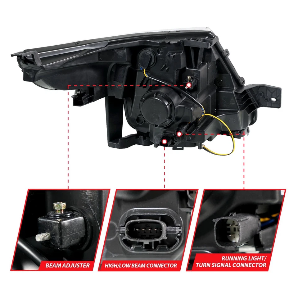 For Ford Explorer 11-15 Headlights Plank Style Driver & Passenger Side Black LED Foto 3 de 4