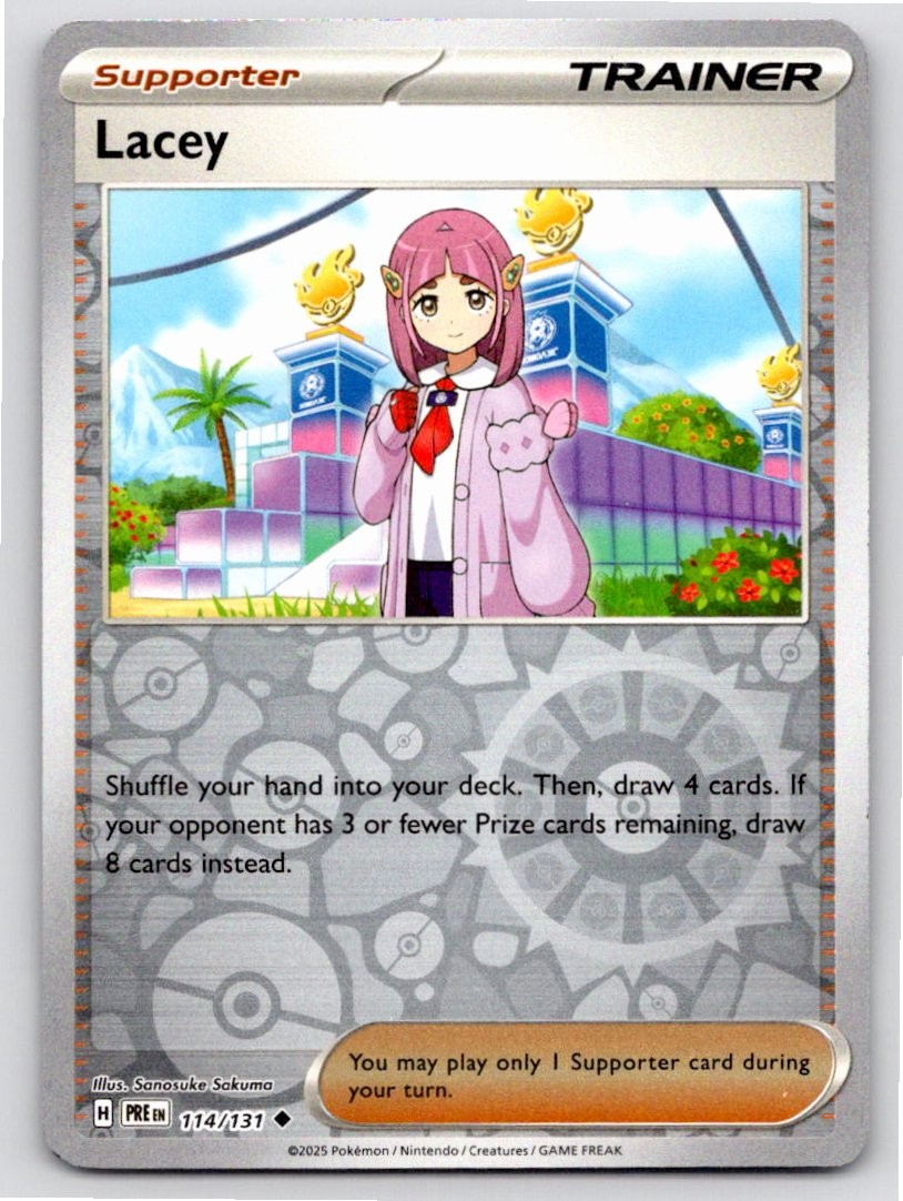 POKEMON LACEY PRISMATIC EVOLUTIONS 114/131 REVERSE HOLO UC NM A81212 FREE S&H